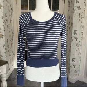 Aerie Navy and White Striped Long Sleeve Top